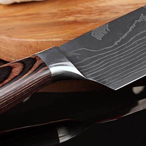 SJZS Patrón Cuchillo de Cocina 7''Japan Santoku Chef Acero Inoxidable del Cuchillo de imitar en Damasco Cuchillo de Cocina Cuchillo for Verduras Cuchillo