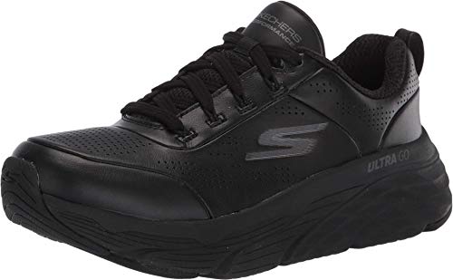 Skechers MAX Cushioning Elite Step UP, Zapatillas para Mujer, Negro (Black Leather/Trim BBK), 37 EU