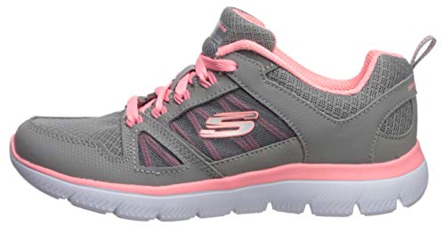 Skechers Summits-New World, Zapatillas para Mujer, Gris (Gray Leather/Mesh/Coral Trim Gycl), 38 EU