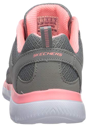 Skechers Summits-New World, Zapatillas para Mujer, Gris (Gray Leather/Mesh/Coral Trim Gycl), 38 EU