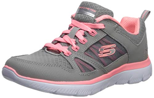 Skechers Summits-New World, Zapatillas para Mujer, Gris (Gray Leather/Mesh/Coral Trim Gycl), 38 EU