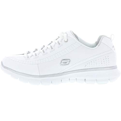 Skechers Women’s Synergy-Elite Status Trainers, White (White/Silver), 3.5 UK