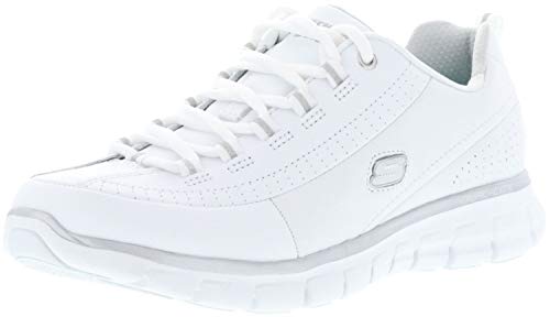 Skechers Women’s Synergy-Elite Status Trainers, White (White/Silver), 3.5 UK