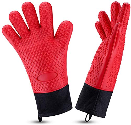 Skevic Guantes para Horno, Manoplas Horno de Silicona - Guantes Cocina Resistentes al Calor hasta 350ºC - Guantes Horno Profesional para Barbacoa, Olla, Hornos, Chimenea Impermeable y Antideslizante