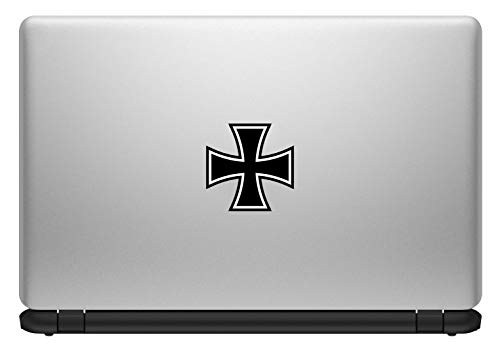 SkinoEu® 2 x PVC Laminado Pegatinas Adhesivos Símbolo Religioso Cristiano Cruz de Hierro Iron Cross Negro para Autos Coches Motos Ciclomotores Bicicletas Ordenador Portátil Regalo B 54