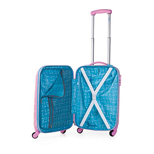 SKPAT - Maleta Infantil Cabina de Viaje 4 Ruedas Trolley Policarbonato Estampado Lunares. Equipaje de Mano. Rígida y Ligera. Candado. Low Cost. Estilo y Marca. 66450, Color Rosa