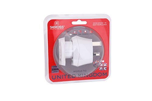 Skross 73641 - Adaptador de Viaje para países Que utilizan el estándar Británico, Blanco