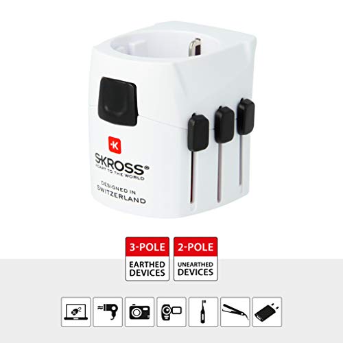 Skross Pro Light Adaptador de Enchufe eléctrico Universal Negro, Blanco - Adaptador para Enchufe (Universal, Universal, 100-250 V, 6,3 A, Negro, Blanco, 1575 W)