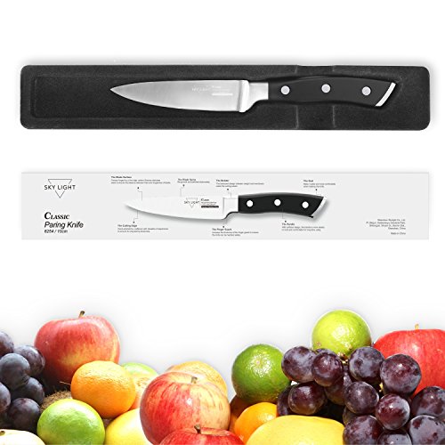 SKY LIGHT Cuchillos para Fruta y Verdura Cuchillo de Cocina para Pelar Cuchillo 10cm La Forja Cuchilla Mango Antideslizante y Aleman Acero Inoxidable de Alto Carbono