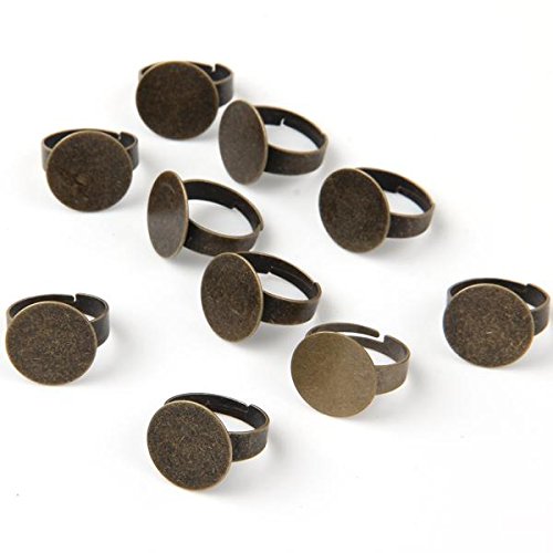 skyllc® 10 X Base Anillo Ajustable Regulable Redondo Metal 16 mm Bronce