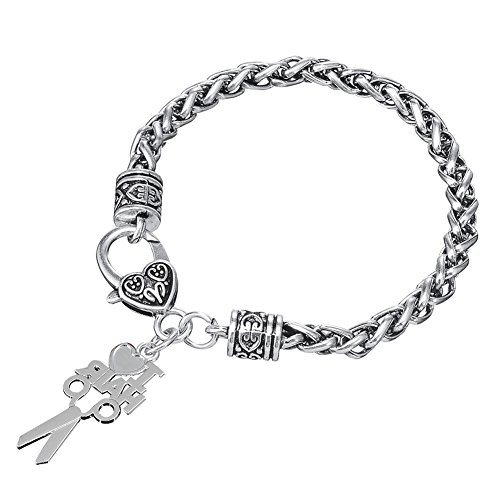 Skyrim I Love Pelo Tijeras Colgante Metal Pulsera de Cadena para los Hombres y Las Mujeres