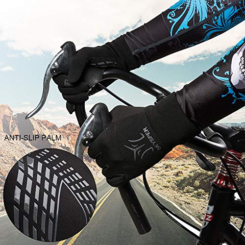 SKYSPER Guantes Ciclismo Invierno Guantes de Pantalla Táctil Deportivos Antideslizante Forro Vellón Térmico Anti-Viento Impermeable Deportes al Aire Libre Moto Bici Motocicleta para Mujer Hombre