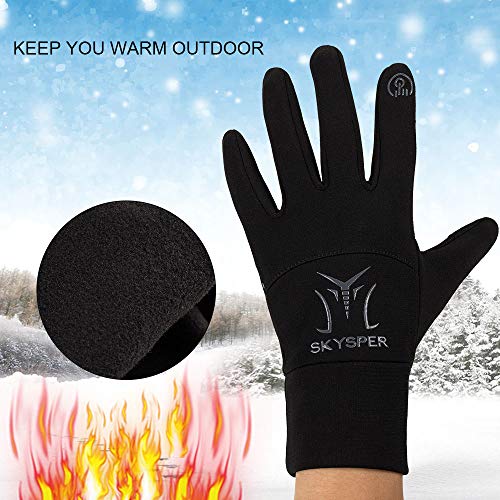 SKYSPER Guantes Ciclismo Invierno Guantes de Pantalla Táctil Deportivos Antideslizante Forro Vellón Térmico Anti-Viento Impermeable Deportes al Aire Libre Moto Bici Motocicleta para Mujer Hombre