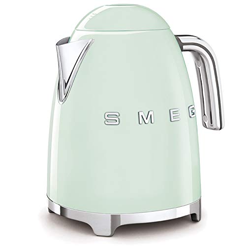 SMEG Calentador de Agua electrico, hervidor KLF03PGEU, 2400 W, 1.7 litros, Cromo, Acero Inoxidable, Verde Pastel