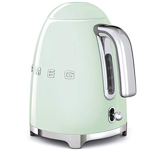 SMEG Calentador de Agua electrico, hervidor KLF03PGEU, 2400 W, 1.7 litros, Cromo, Acero Inoxidable, Verde Pastel