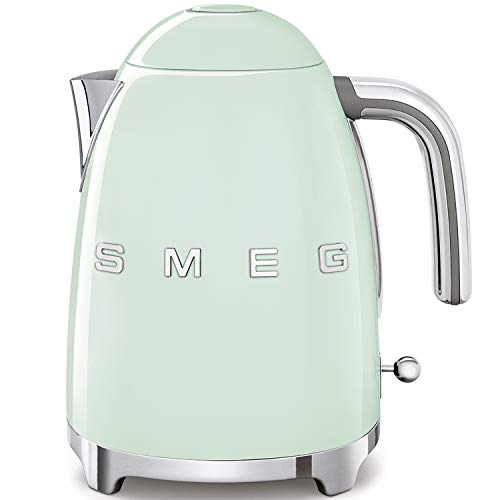 SMEG Calentador de Agua electrico, hervidor KLF03PGEU, 2400 W, 1.7 litros, Cromo, Acero Inoxidable, Verde Pastel