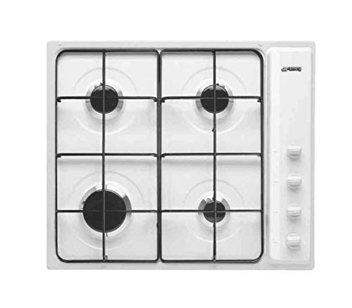 Smeg S64SB Integrado Encimera de gas Blanco hobs - Placa (Integrado, Encimera de gas, Acero inoxidable, Blanco, Esmaltado, 1050 W)