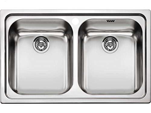 Smeg SP792-2 - Fregadero (Acero inoxidable, 2 senos, 340 x 400 mm, 21 cm, 340 x 400 mm, 21 cm)