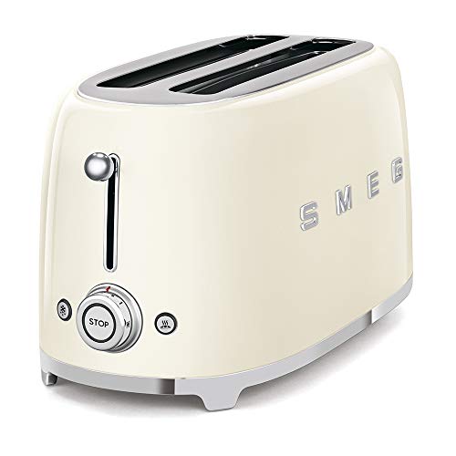 SMEG Tostador TSF02CREU, 1500 W, Acero Inoxidable, 2 Ranuras, Crema 22x39x21cm