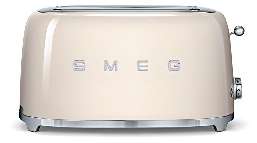 SMEG Tostador TSF02CREU, 1500 W, Acero Inoxidable, 2 Ranuras, Crema 22x39x21cm