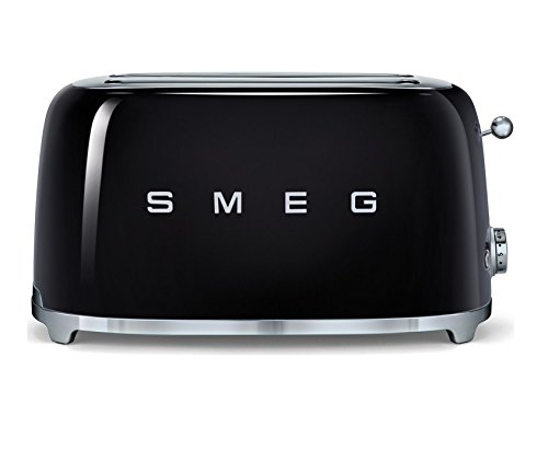 Smeg TSF02BLUK KLF11BLUK | 50s Retro Style 4 Slice Tostadora y hervidor de agua, color negro