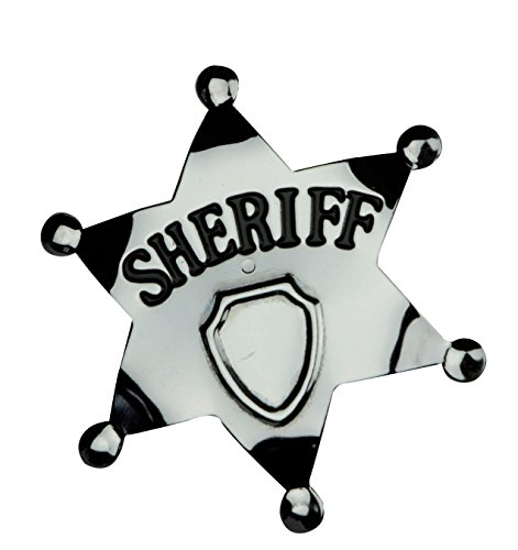 Smiffy's-99061 Placa de Estrella de Sheriff, Metal, 65mm, Color Plata, No es Applicable (99061)