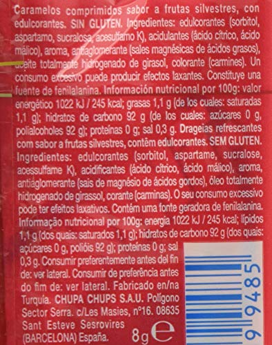 Smint Tabs Frutas Silvestres, Caramelo Comprimido sin Azúcar - 12 unidades de 8 gr. (Total 96 gr.)