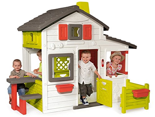 Smoby-310209 Casa Friends, color blanco, verde y gris, 149.9 x 84.8 x 39.9 (310209) , color/modelo surtido