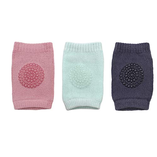 Snner 3 Pares Rodilleras del bebé, protección de la Rodilla Los bebés de Arrastre Antideslizante de diseño Unisex del niño Calcetines hasta la Rodilla Ajustable