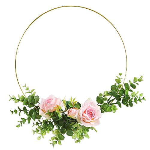 Sntieecr 2 unidades de 35 cm de largo metal floral corona de macramé oro anillos de aro para hacer Navidad boda corona decoración, atrapasueños y macramé para colgar en la pared