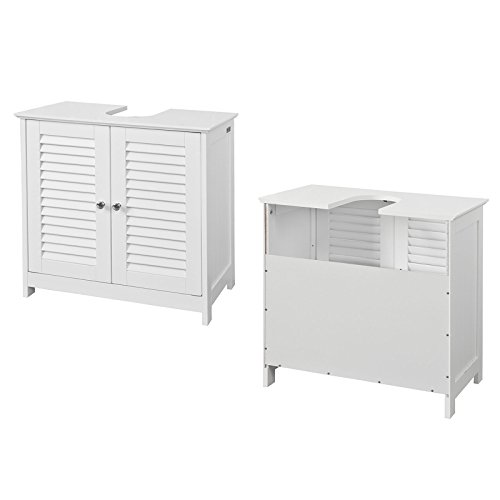 SoBuy Armario para el Debajo del Lavado,2 Puertas,Blanco,L 60 x P 35 x H 58 cm,FRG237-W,ES