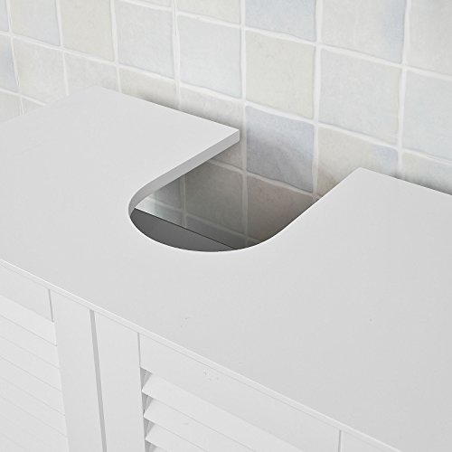 SoBuy Armario para el Debajo del Lavado,2 Puertas,Blanco,L 60 x P 35 x H 58 cm,FRG237-W,ES