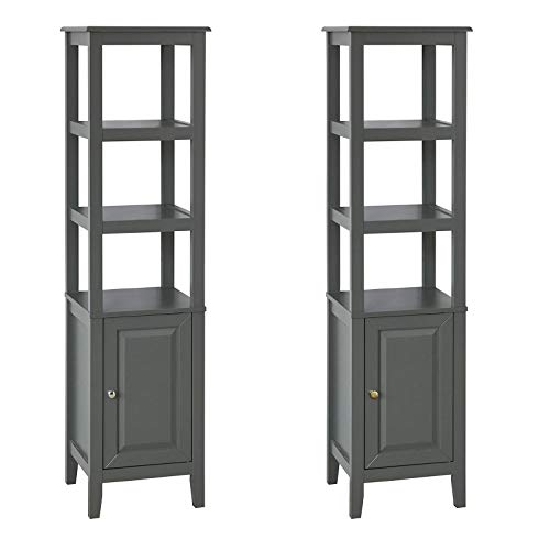 SoBuy FRG205-DG, Mueble Columna de baño, Armario para baño,estanterías de baño- 3 estantes y 1 Puerta,ES (Gris)