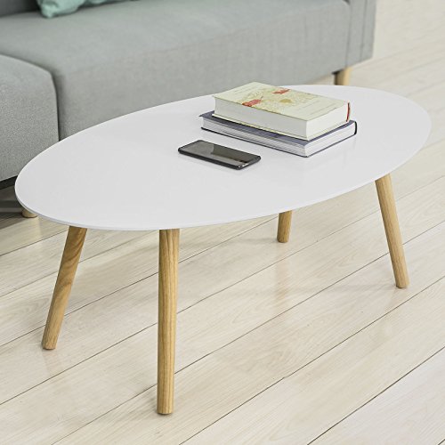 SoBuy Mesa de Centro para Salón,Mesa de Café, Blanco, L105xH40 cm,FBT61-W, ES