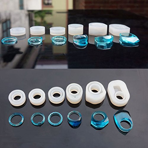 SODIAL 6 Piezas Surtidas de Anillo de Silicona DIY Molde para la Fabricacion de Joyas de Resina Artesanal