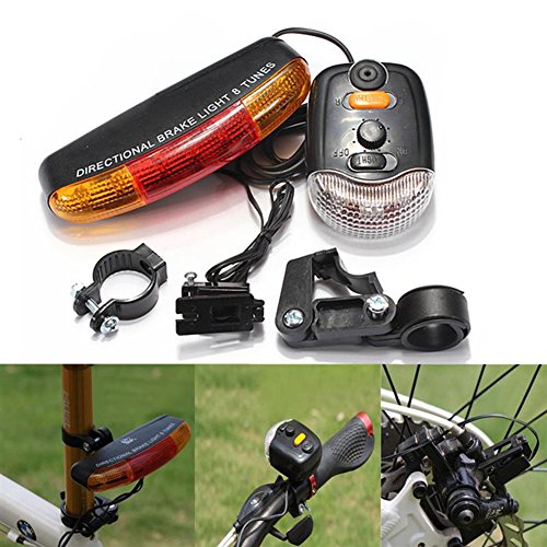 SODIAL Ciclismo Bicicleta 3 en 1 Moto Intermitentes Freno Cola Cuerno electrico de 7 LED luz