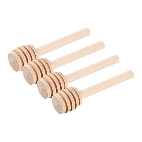 SODIAL Pack de 100 Unidades de Mini Varillas de Madera Miel Cuchara de Helado De 3 Pulgadas, empaquetados Individualmente, Servidor para tarros de Miel dispensan Miel de acquerugiola, bomboneras