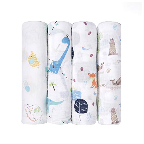 Softan Mantas Swaddle Bebé de Envoltura,Muselina Bambú 120x120cm,mantas para bebes