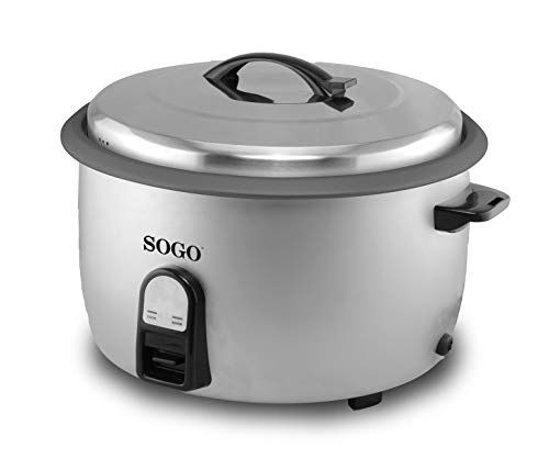 SOGO SS-10780 Arrocera Profesional Eléctrica con Capacidad de 10 litros. Ideal para Restaurantes Hoteles Catering. Olla Electrica Antiadherente, Apagado Automático, 2950 Watts Color Plata