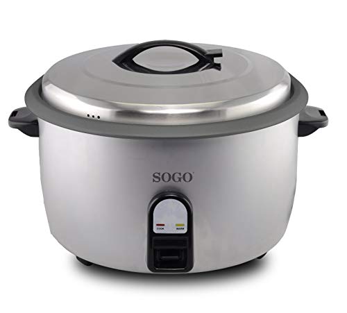 SOGO SS-10780 Arrocera Profesional Eléctrica con Capacidad de 10 litros. Ideal para Restaurantes Hoteles Catering. Olla Electrica Antiadherente, Apagado Automático, 2950 Watts Color Plata