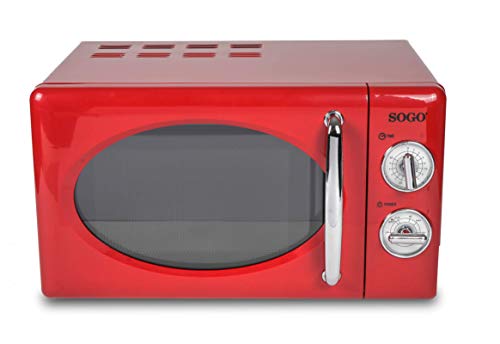 SOGO SS-890-R - Microondas Estilo Retro, Microondas Vintage con Capacidad de 20 Litros, 5 Potencias, 700 Watts - Color Rojo