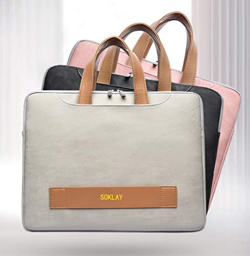 Sokaly 13-15.6 Pulgadas Mujer Hombre Bolso de Bandolera/Maletín/Mensajero Funda para Laptop Macbook Air iPad Portátil Suave Material Avanzado De Moda y Negocios (14 Pulgadas, Caqui)