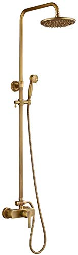 Solepearl Grifo de Ducha Vintage Columna Ducha Sistema de Ducha Incluye Cabezal de Ducha de Lluvia Grifo de Ducha Barra de Ducha 85-120cm