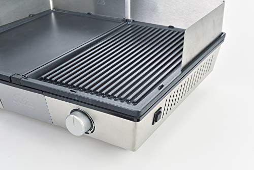 Solis Deli Grill 7951 - Placa de plancha de acero inoxidable - 2 placas para carne, pescado y verduras - Anti arañazos y Apta para el lavavajillas - 2200W