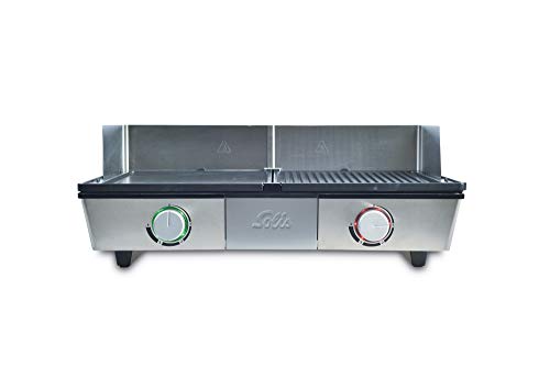 Solis Deli Grill 7951 - Placa de plancha de acero inoxidable - 2 placas para carne, pescado y verduras - Anti arañazos y Apta para el lavavajillas - 2200W