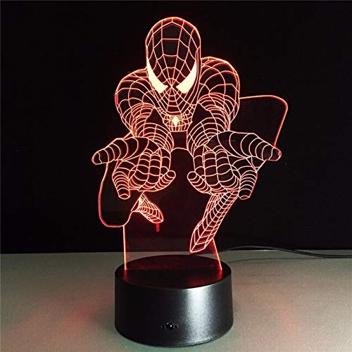 (Solo 1) Spiderman 3d Led Visual Superman Touch Gradient Changing Lámpara creativa Kid Lámparas de juguete Luz de noche Lámpara Led 3d Luz linda