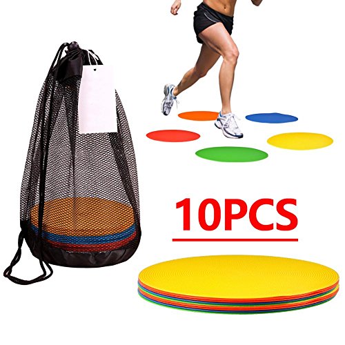 SolUptanisu Marcadores de Discos Planos, 10 Pcs Discos Marcadores Ronda de Silicona Velocidad Agilidad Entrenamiento Punto Conos Marcador de Campo para Fútbol, ​​Baloncesto, Béisbol, Fútbol