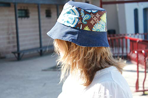 Sombrero de Verano - Denim - Gorro de verano hecho a mano con tela vaquera y algodón