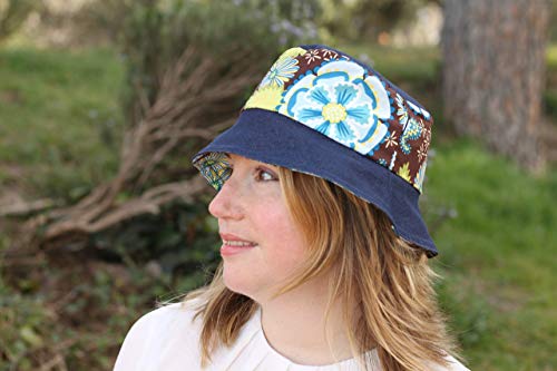 Sombrero de Verano - Denim - Gorro de verano hecho a mano con tela vaquera y algodón