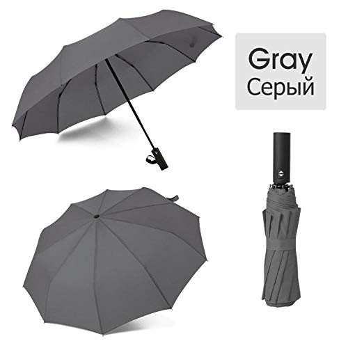 Sombrillas Terraza Fuerte Resistente Al Viento 3 Paraguas Automático Plegable Hombres Sombrilla Mujeres Lluvia 12 Costillas Sombrillas Grandes Regalo Comercial Portátil Gris